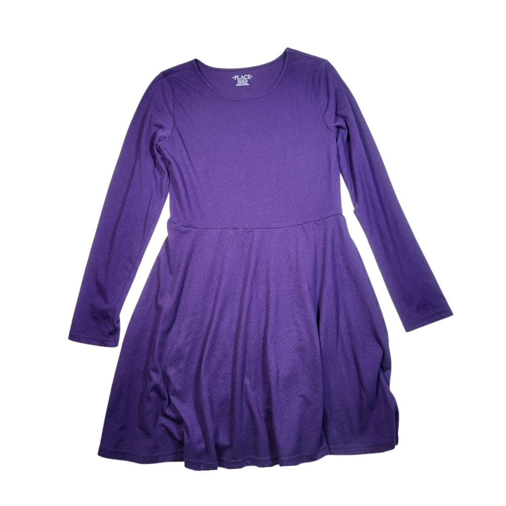 Children's Place Girl's Purple Long Sleeve Knit Skater Dress - XXL/TTG*16